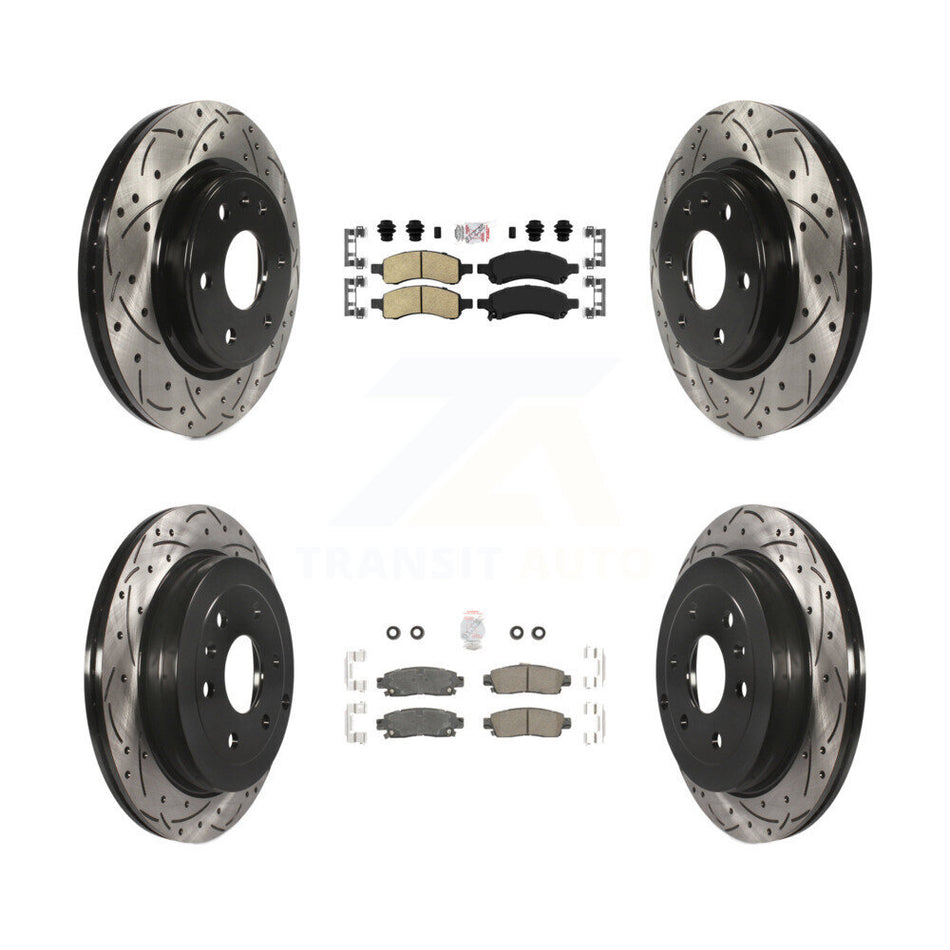 Front Rear Ceramic Pad Drill Slot Brake Rotors Kit For GMC Acadia Buick Enclave Chevrolet KDA-100889