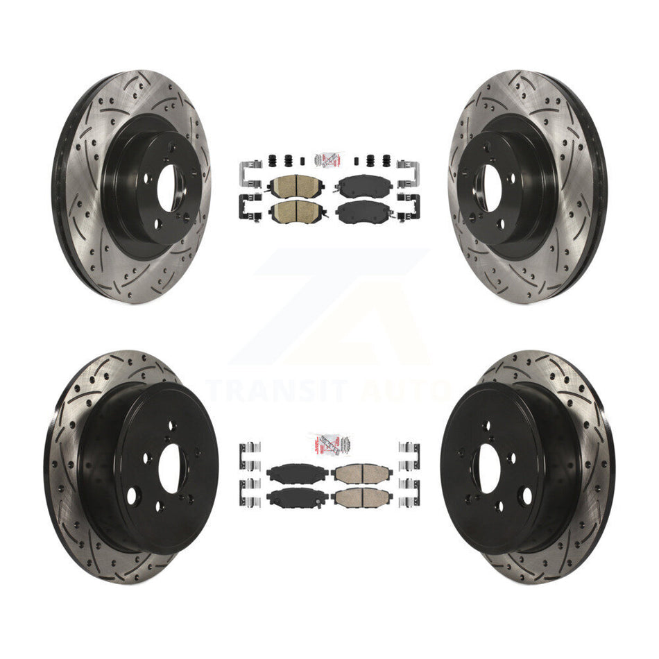Front Rear Ceramic Pad & Drilled Slot Brake Rotor Kit For Subaru Impreza Forester Outback KDA-100890