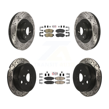 Front Rear Ceramic Pad & Drilled Slot Brake Rotor Kit For Subaru Impreza Forester Outback KDA-100891