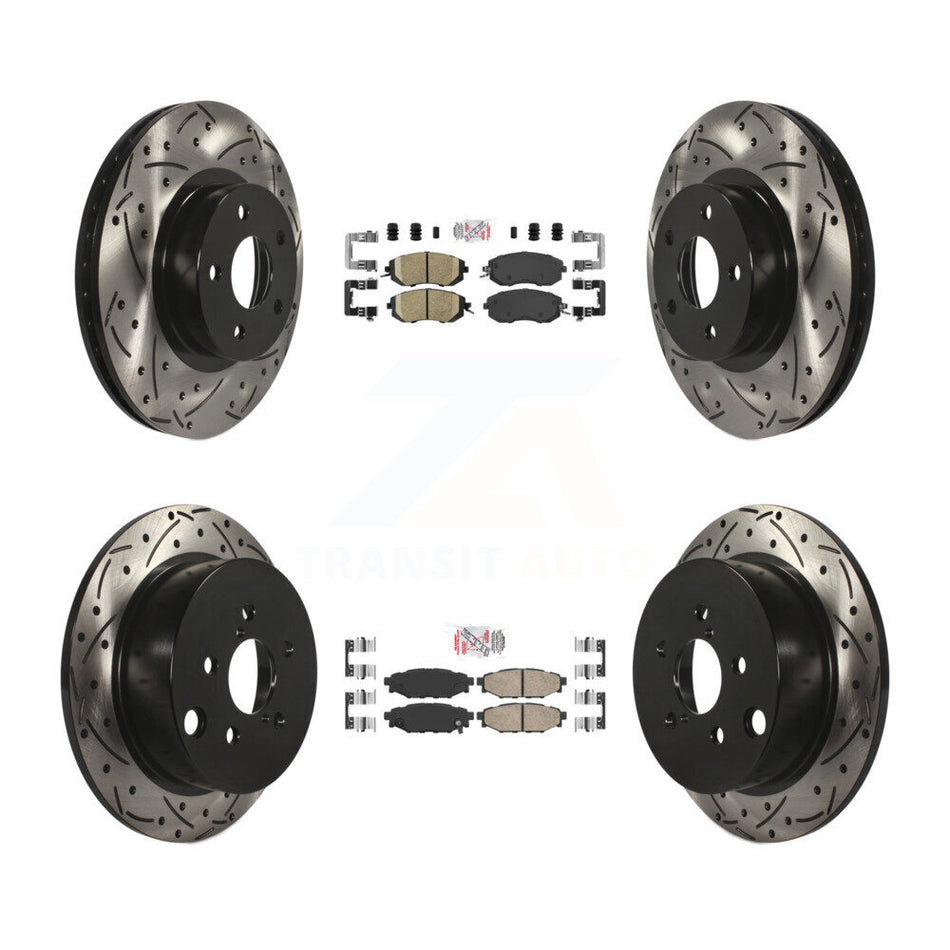 Front Rear Ceramic Pad And Coated Drilled Slotted Disc Brake Rotor Kit For Subaru Impreza KDA-100895