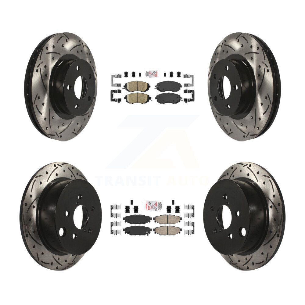 Front Rear Ceramic Pad And Coated Drilled Slotted Disc Brake Rotor Kit For Subaru Impreza KDA-100896