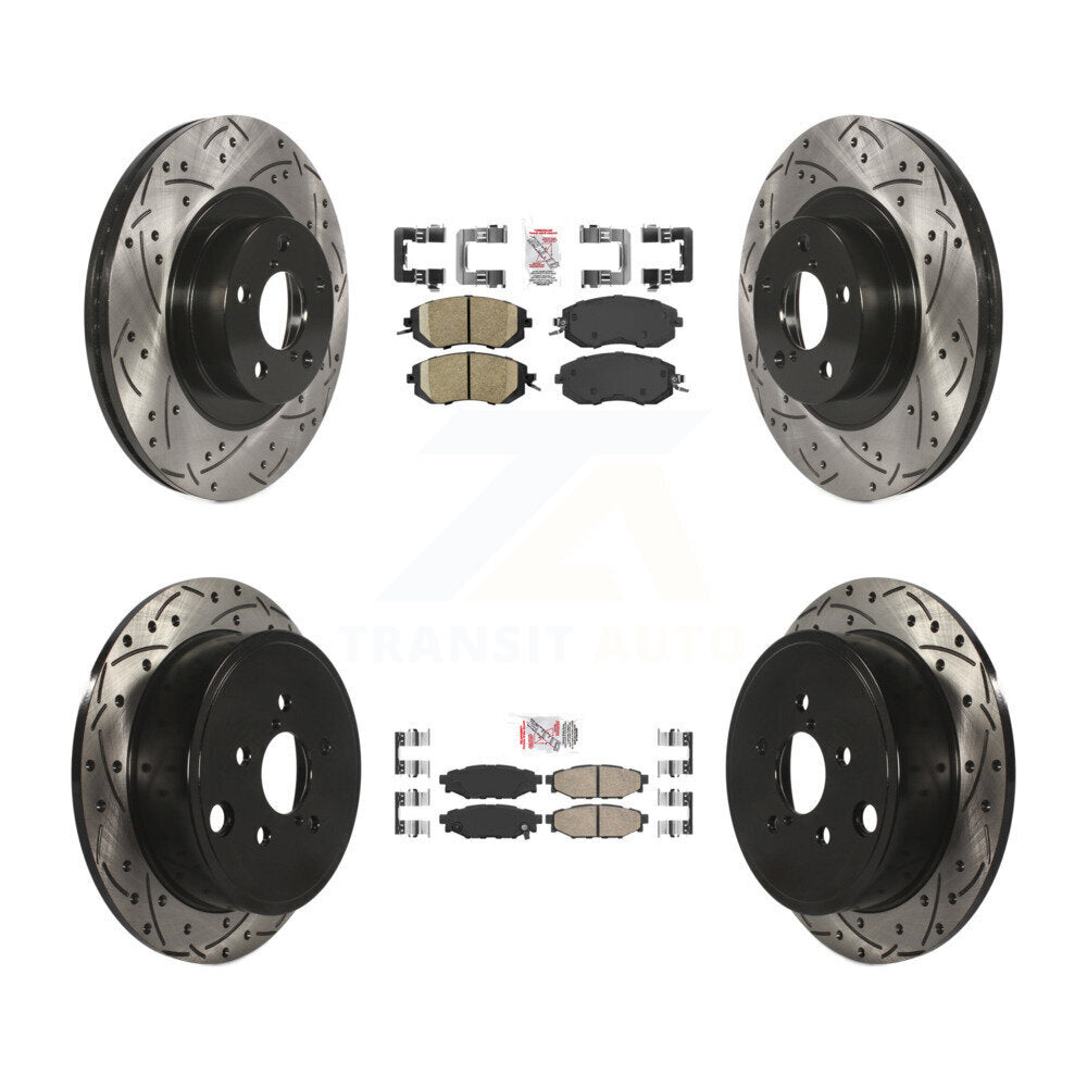 Front Rear Ceramic Pad & Drilled Slot Brake Rotor Kit For Subaru Impreza Forester Outback KDA-100897