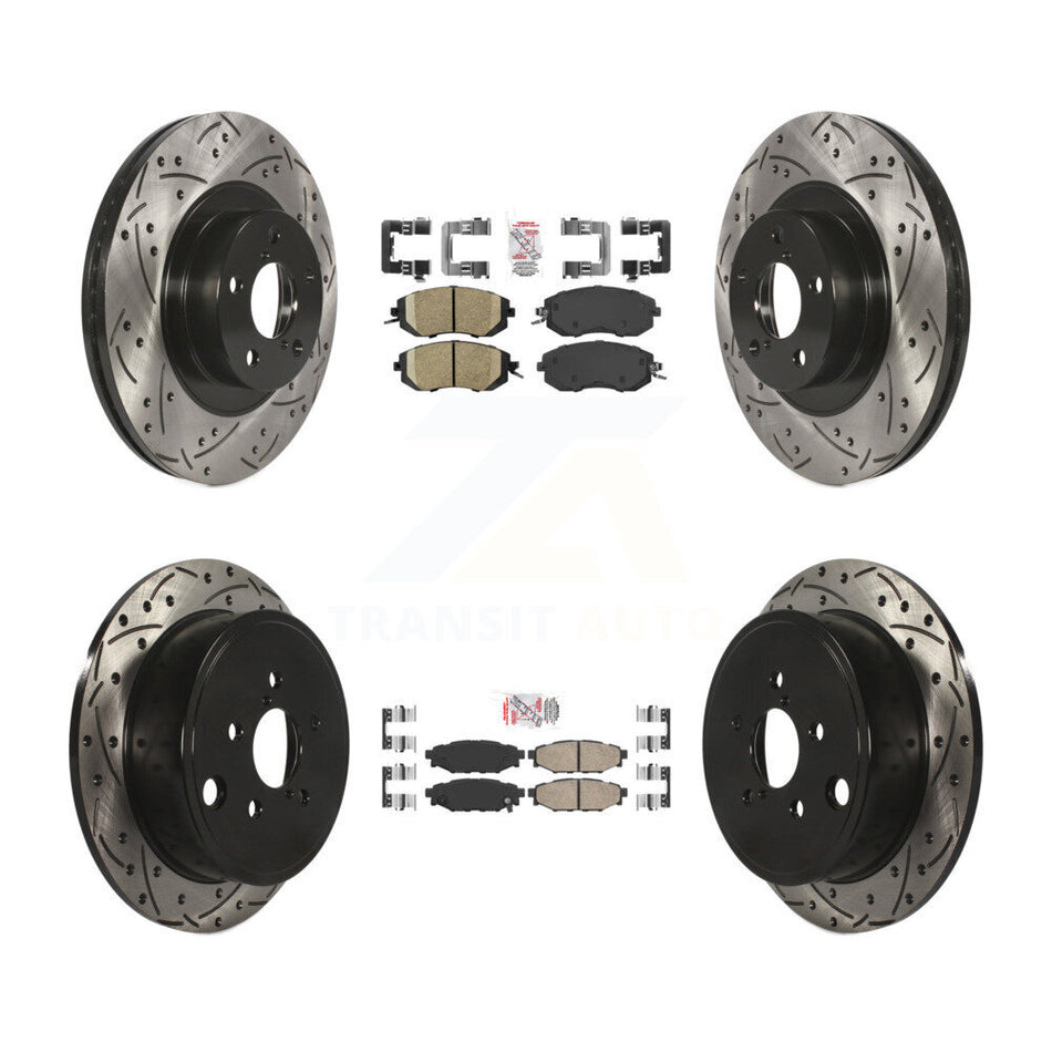 Front Rear Ceramic Pad & Drilled Slot Brake Rotor Kit For Subaru Impreza Forester Outback KDA-100897
