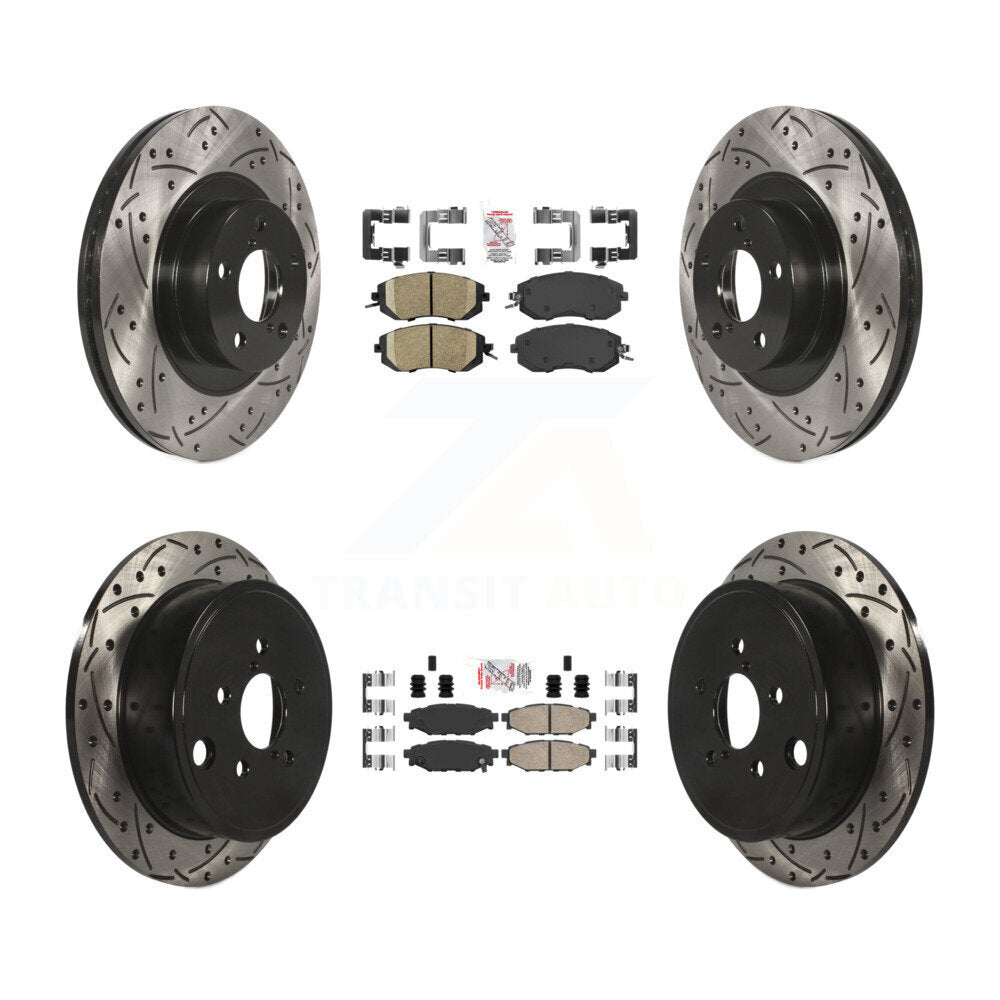 Front Rear Ceramic Pad & Drilled Slot Brake Rotor Kit For Subaru Impreza Forester Outback KDA-100898