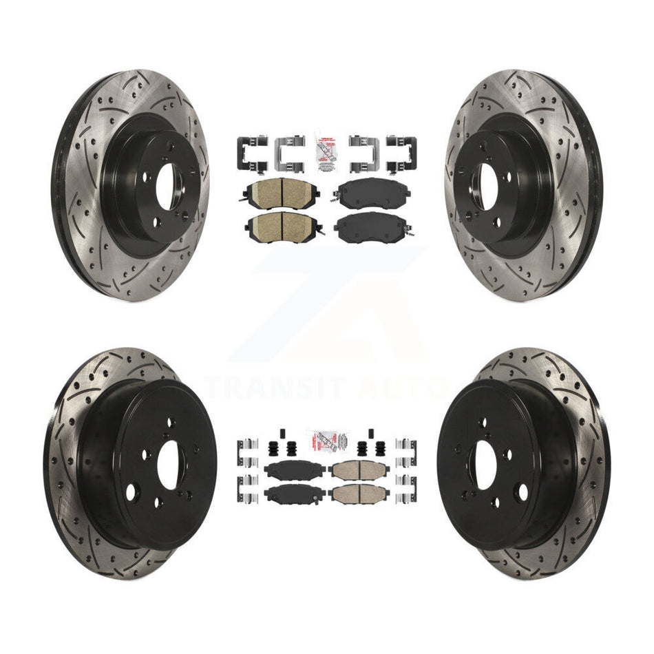 Front Rear Ceramic Pad & Drilled Slot Brake Rotor Kit For Subaru Impreza Forester Outback KDA-100898