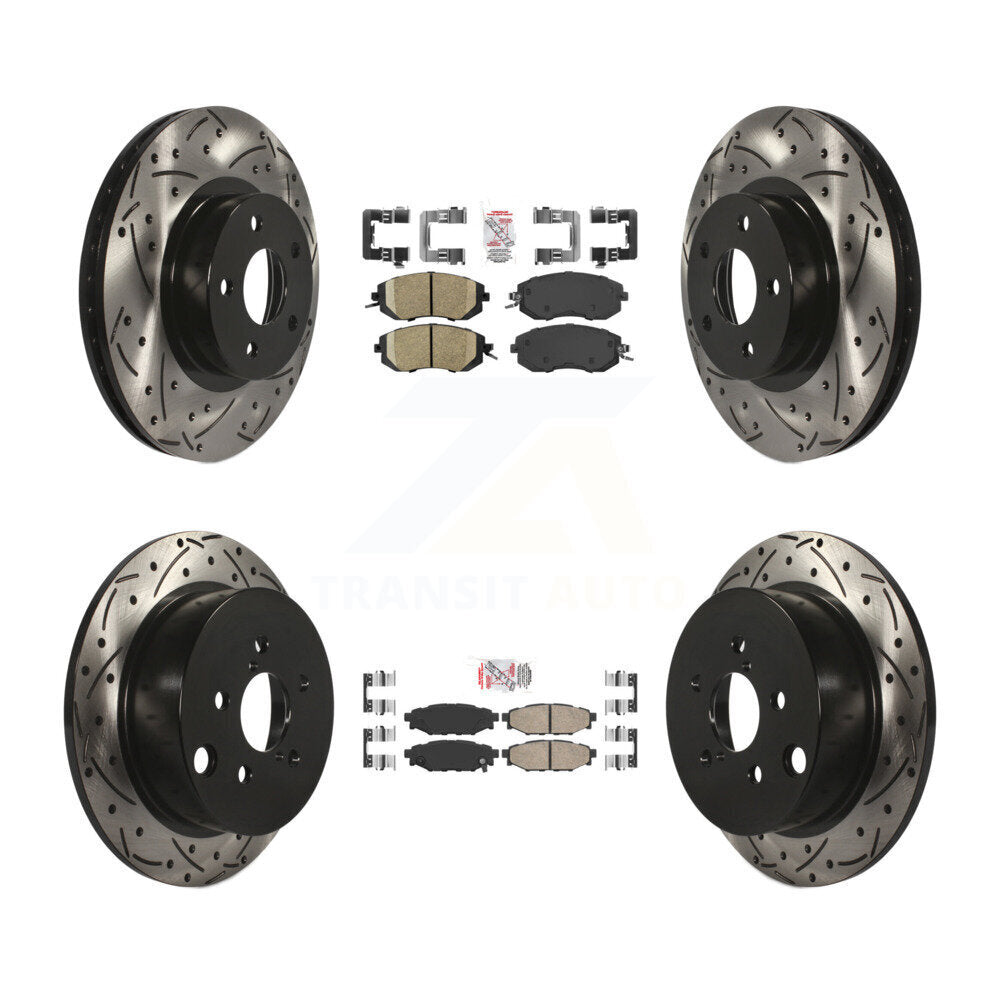 Front Rear Ceramic Pad And Coated Drilled Slotted Disc Brake Rotor Kit For Subaru Impreza KDA-100902