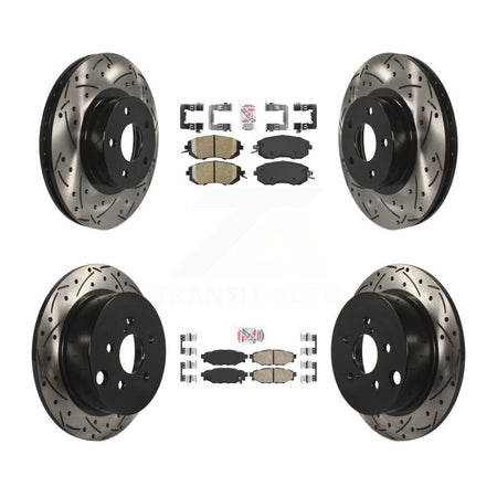 Front Rear Ceramic Pad And Coated Drilled Slotted Disc Brake Rotor Kit For Subaru Impreza KDA-100902