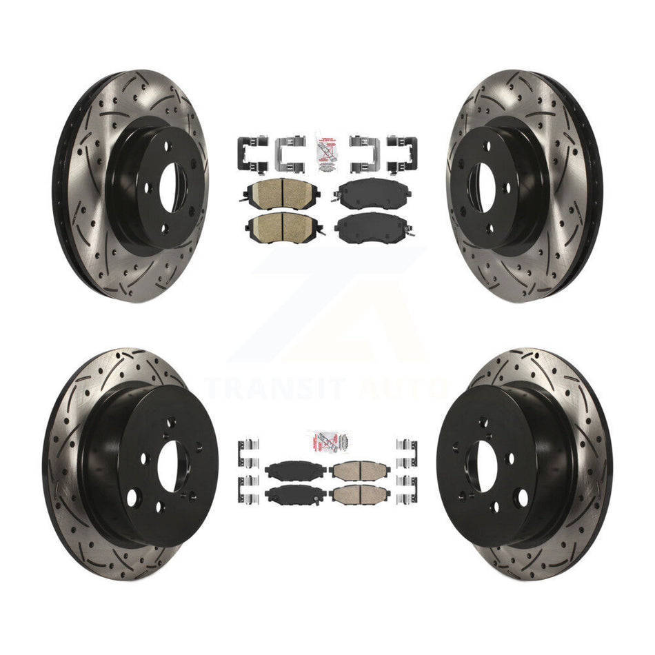 Front Rear Ceramic Pad And Coated Drilled Slotted Disc Brake Rotor Kit For Subaru Impreza KDA-100902