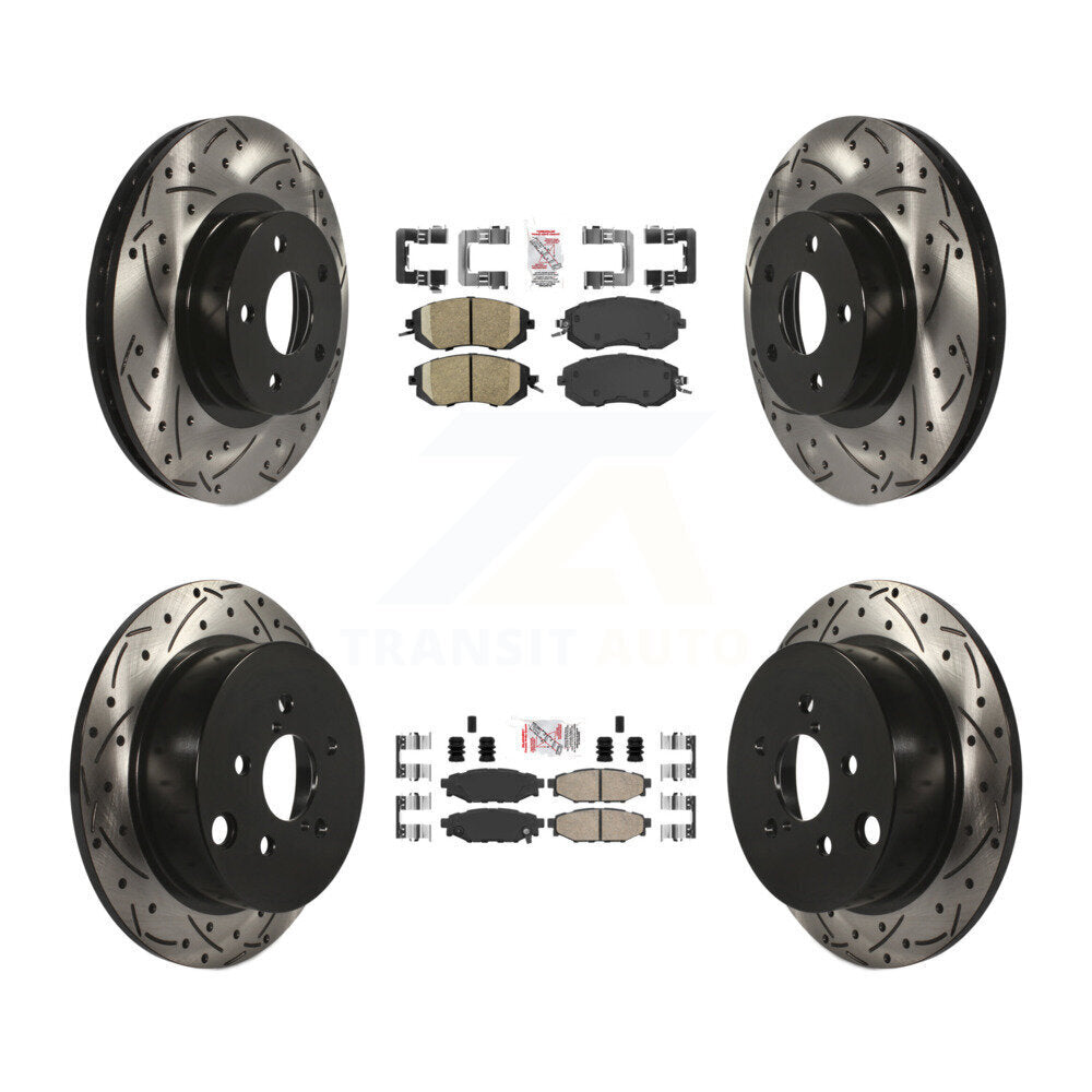 Front Rear Ceramic Pad And Coated Drilled Slotted Disc Brake Rotor Kit For Subaru Impreza KDA-100903