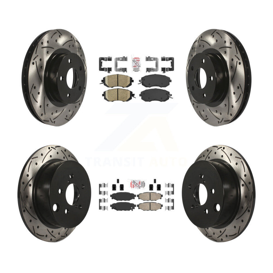 Front Rear Ceramic Pad And Coated Drilled Slotted Disc Brake Rotor Kit For Subaru Impreza KDA-100903