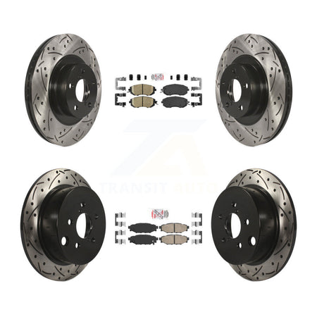 Front Rear Ceramic Pad Drilled Slot Disc Brake Rotor Kit For Subaru Forester XV Crosstrek KDA-100907