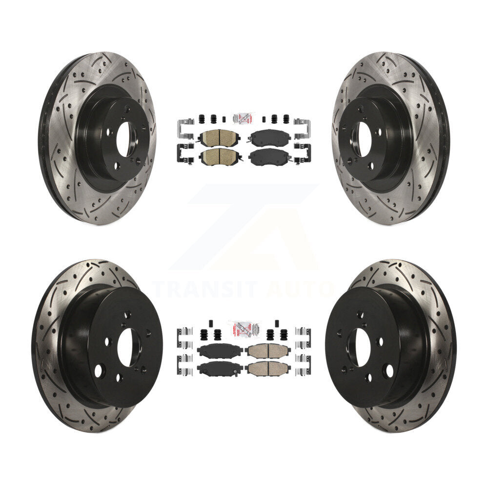 Front Rear Ceramic Pad Drilled Slot Disc Brake Rotor Kit For Subaru Forester XV Crosstrek KDA-100908