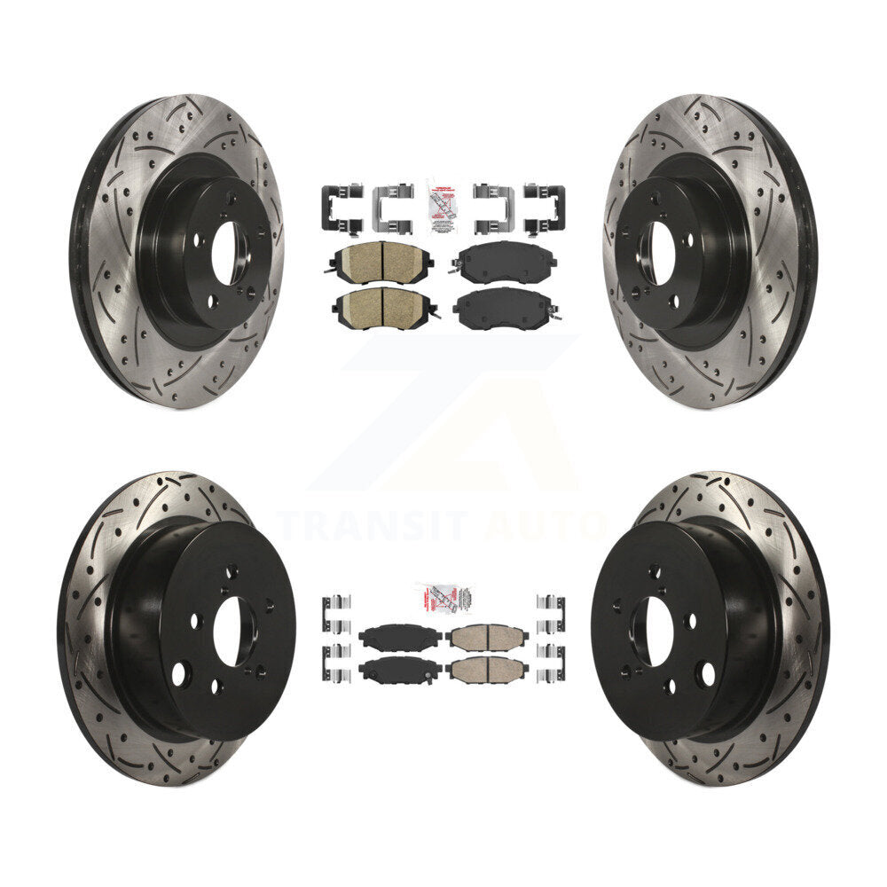 Front Rear Ceramic Pad Drilled Slot Disc Brake Rotor Kit For Subaru Forester XV Crosstrek KDA-100909