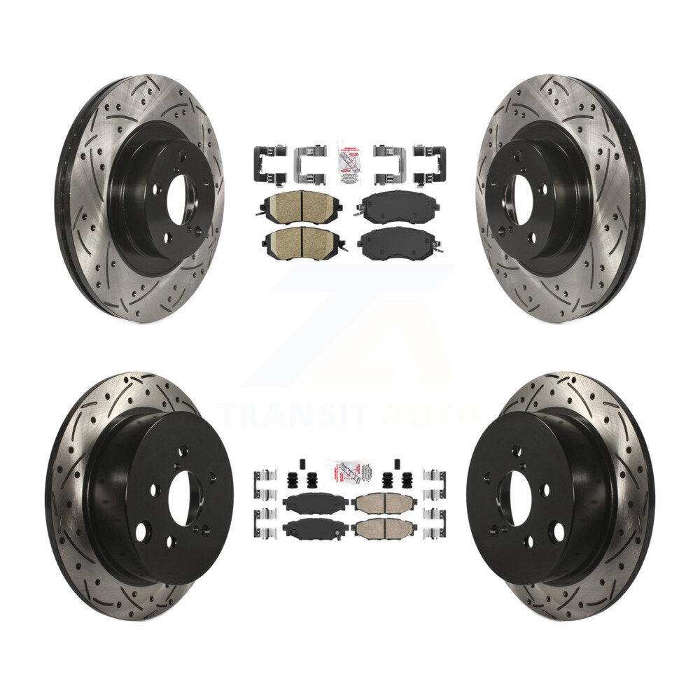 Front Rear Ceramic Pad Drilled Slot Disc Brake Rotor Kit For Subaru Forester XV Crosstrek KDA-100910
