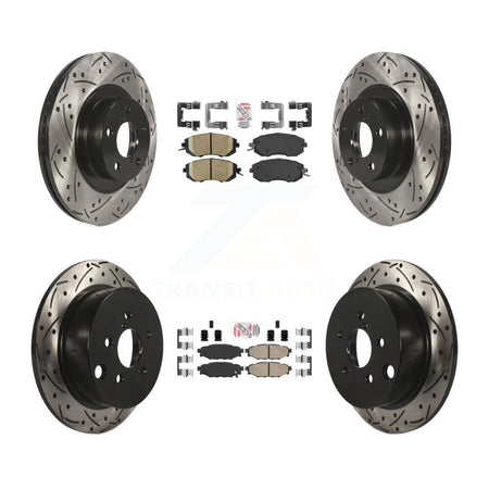Front Rear Ceramic Pad Drilled Slot Disc Brake Rotor Kit For Subaru Forester XV Crosstrek KDA-100910