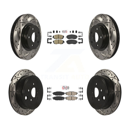 Front Rear Ceramic Pad And Coated Drilled Slotted Disc Brake Rotor Kit For Subaru Impreza KDA-100913