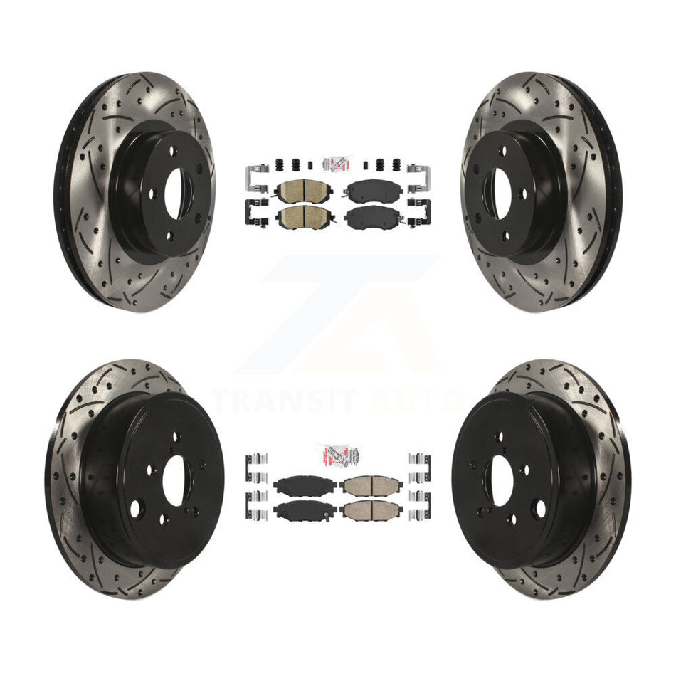 Front Rear Ceramic Pad And Coated Drilled Slotted Disc Brake Rotor Kit For Subaru Impreza KDA-100913