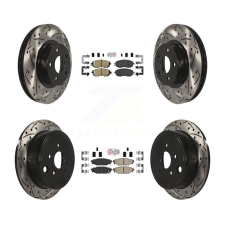 Front Rear Ceramic Pad And Coated Drilled Slotted Disc Brake Rotor Kit For Subaru Impreza KDA-100914