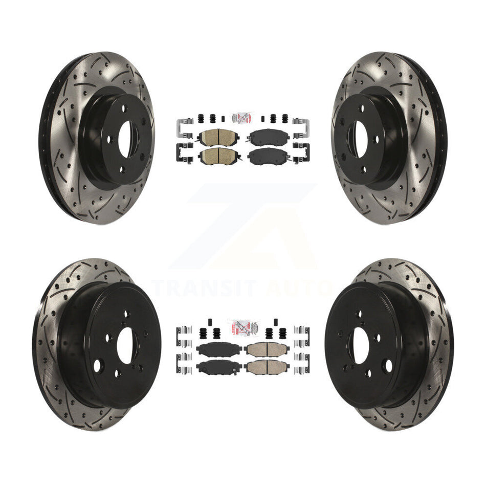 Front Rear Ceramic Pad And Coated Drilled Slotted Disc Brake Rotor Kit For Subaru Impreza KDA-100914