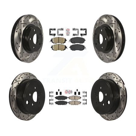 Front Rear Ceramic Pad And Coated Drilled Slotted Disc Brake Rotor Kit For Subaru Impreza KDA-100916