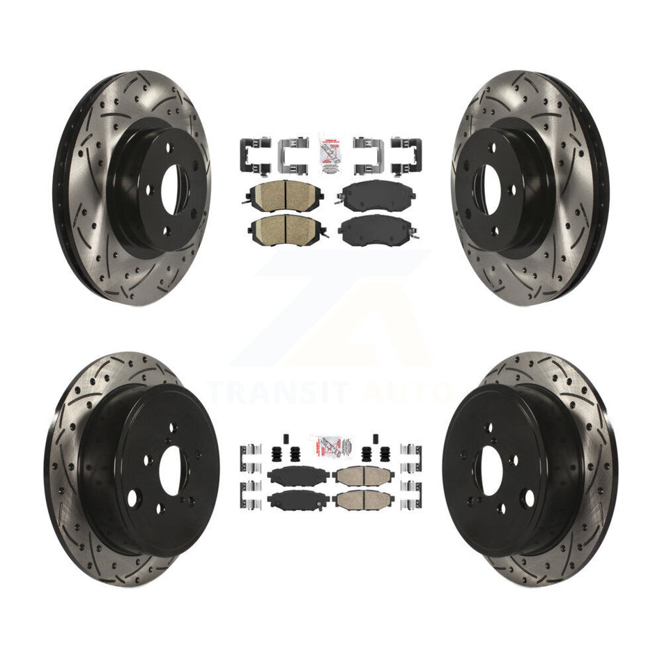 Front Rear Ceramic Pad And Coated Drilled Slotted Disc Brake Rotor Kit For Subaru Impreza KDA-100916