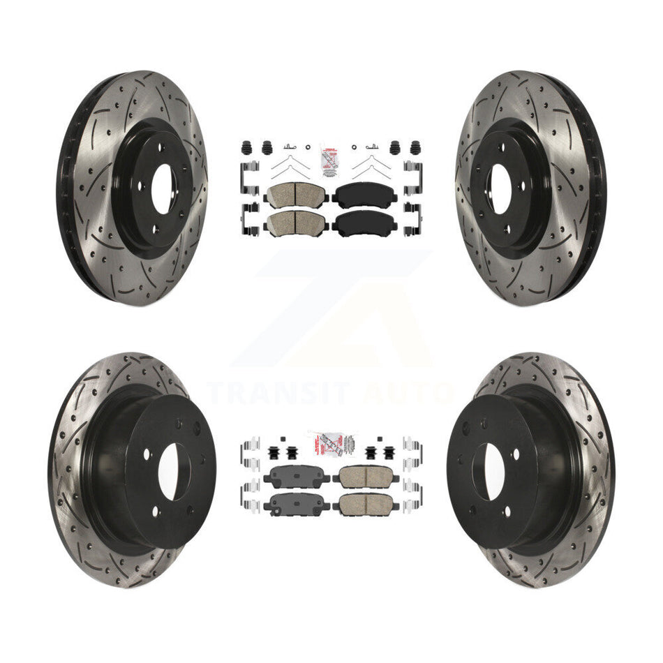 Front Rear Ceramic Pad Drill Slot Brake Rotor Kit For 2007-2012 Nissan Sentra SE-R Spec V KDA-100925