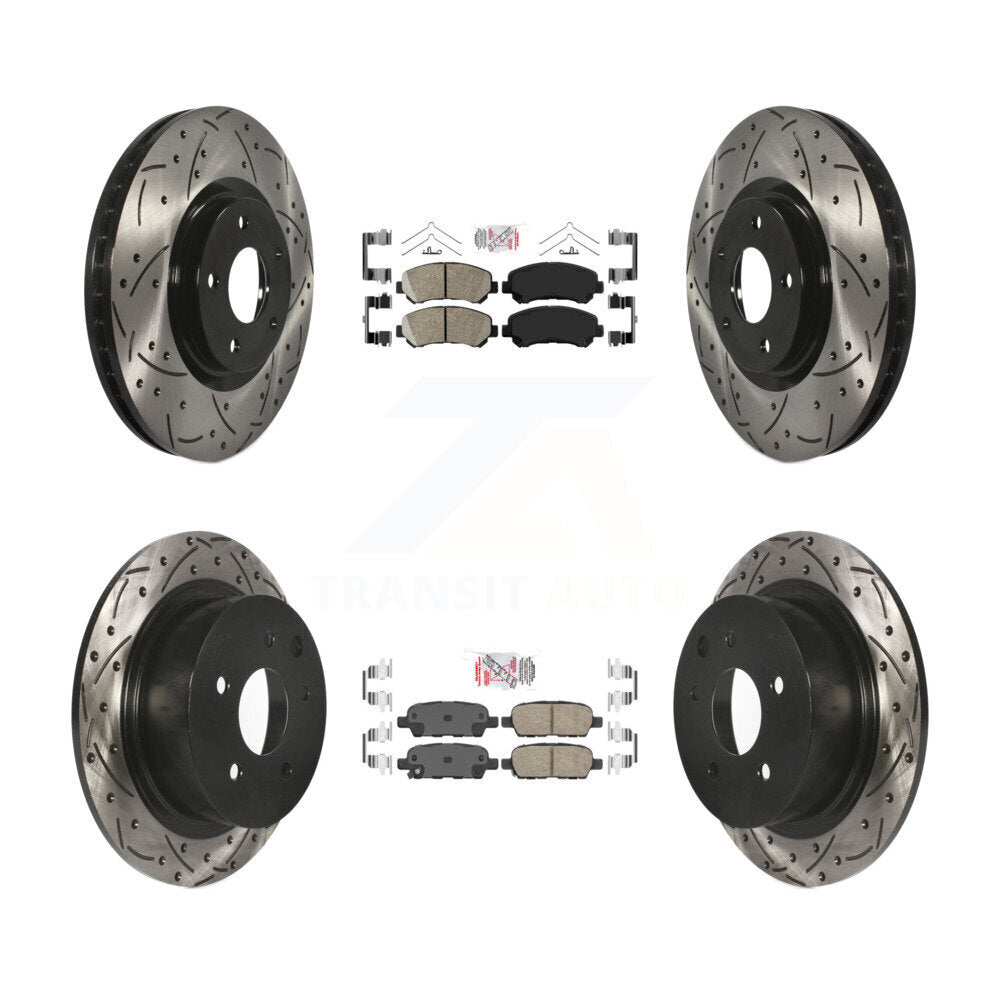 Front Rear Ceramic Pad Drill Slot Brake Rotor Kit For 2007-2012 Nissan Sentra SE-R Spec V KDA-100928