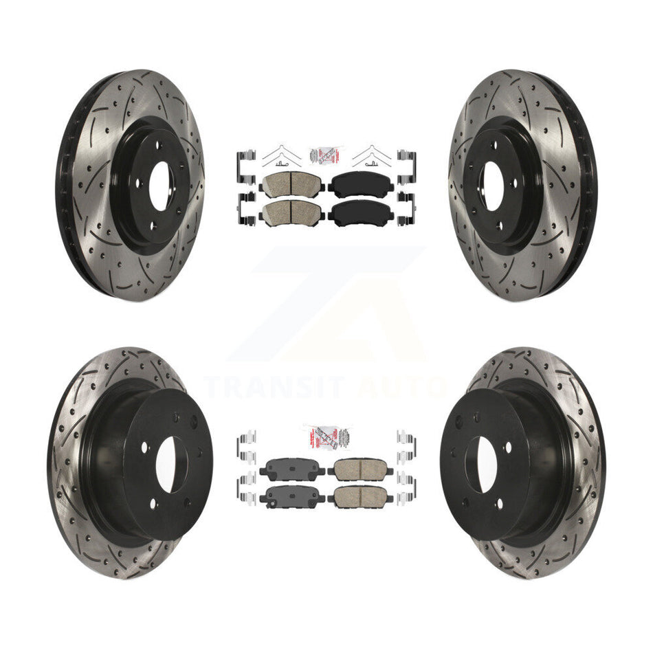 Front Rear Ceramic Pad Drill Slot Brake Rotor Kit For 2007-2012 Nissan Sentra SE-R Spec V KDA-100928