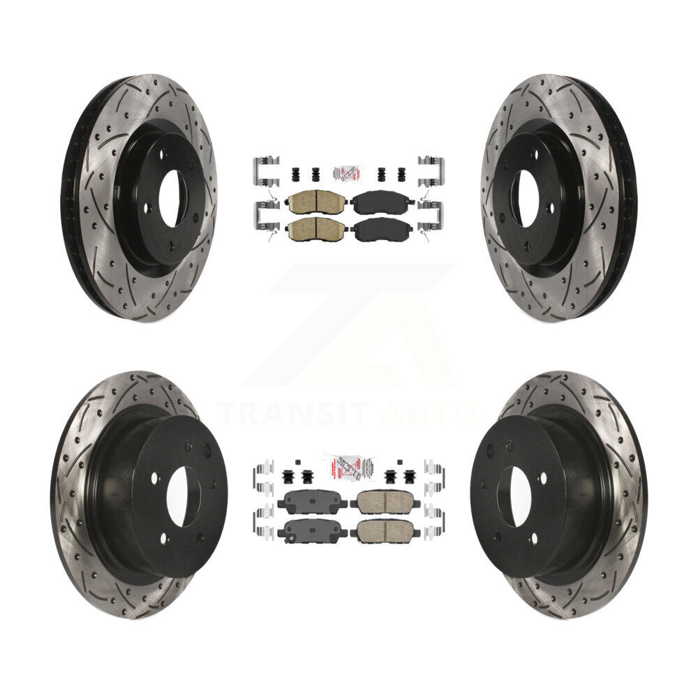 Front Rear Ceramic Pad Drilled Slot Disc Brake Rotor Kit For 2007-2012 Nissan Sentra SE-R KDA-100929