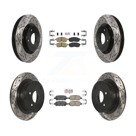 Front Rear Ceramic Pad Drilled Slot Disc Brake Rotor Kit For 2007-2012 Nissan Sentra SE-R KDA-100930