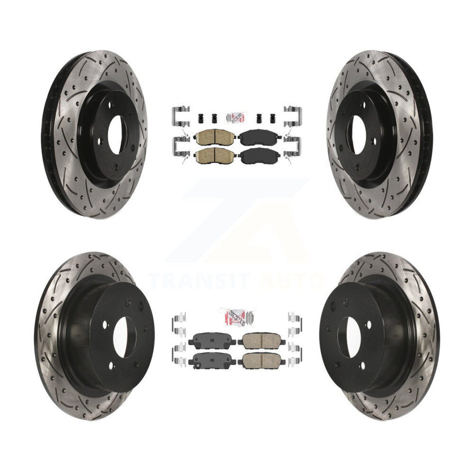 Front Rear Ceramic Pad Drilled Slot Disc Brake Rotor Kit For 2007-2012 Nissan Sentra SE-R KDA-100930