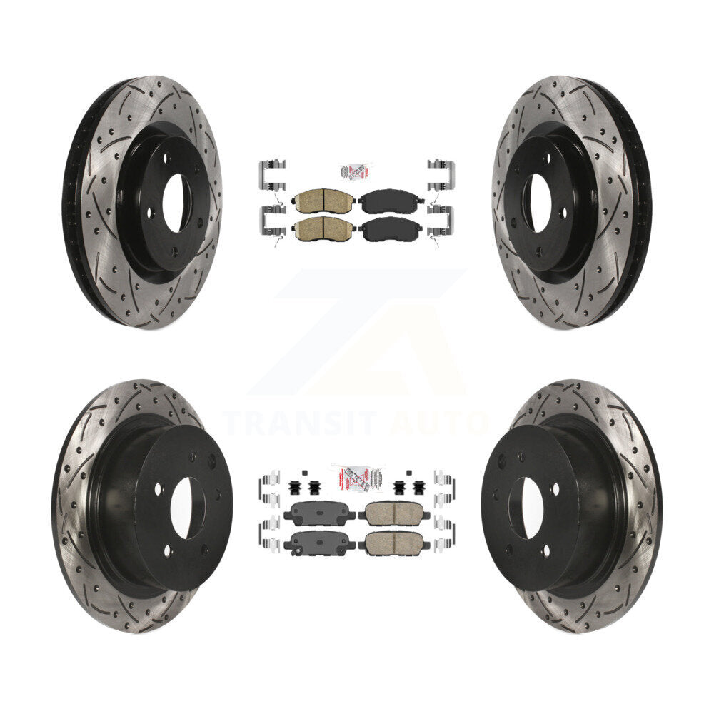 Front Rear Ceramic Pad Drilled Slot Disc Brake Rotor Kit For 2007-2012 Nissan Sentra SE-R KDA-100931