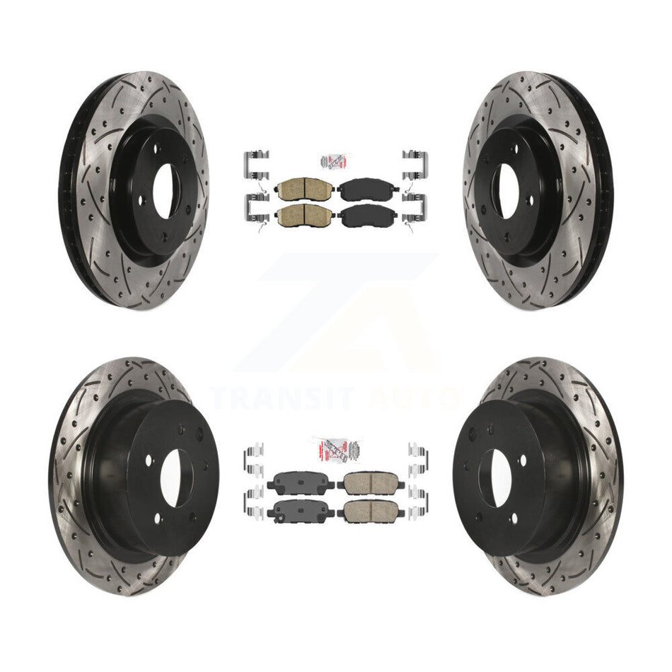 Front Rear Ceramic Pad Drilled Slot Disc Brake Rotor Kit For 2007-2012 Nissan Sentra SE-R KDA-100932