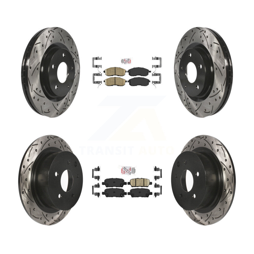 Front Rear Ceramic Pads And Coated Drilled Slotted Disc Brake Rotors Kit For Nissan Juke KDA-100937