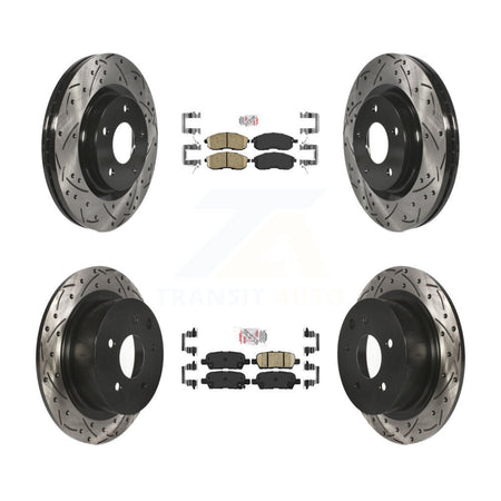 Front Rear Ceramic Pads And Coated Drilled Slotted Disc Brake Rotors Kit For Nissan Juke KDA-100937
