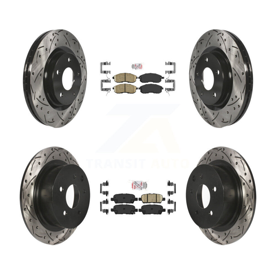 Front Rear Ceramic Pads And Coated Drilled Slotted Disc Brake Rotors Kit For Nissan Juke KDA-100937