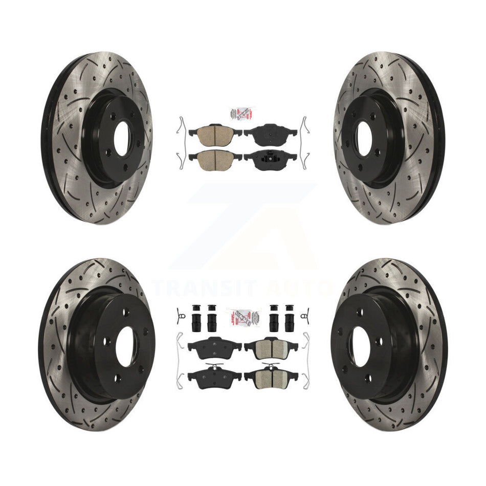 Front Rear Ceramic Pad Coated Drilled Slot Disc Brake Rotors Kit For Ford Transit Connect KDA-100944