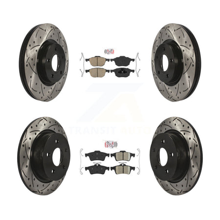 Front Rear Ceramic Pad Coated Drilled Slotted Disc Brake Rotors Kit For Ford Escape C-Max KDA-100947