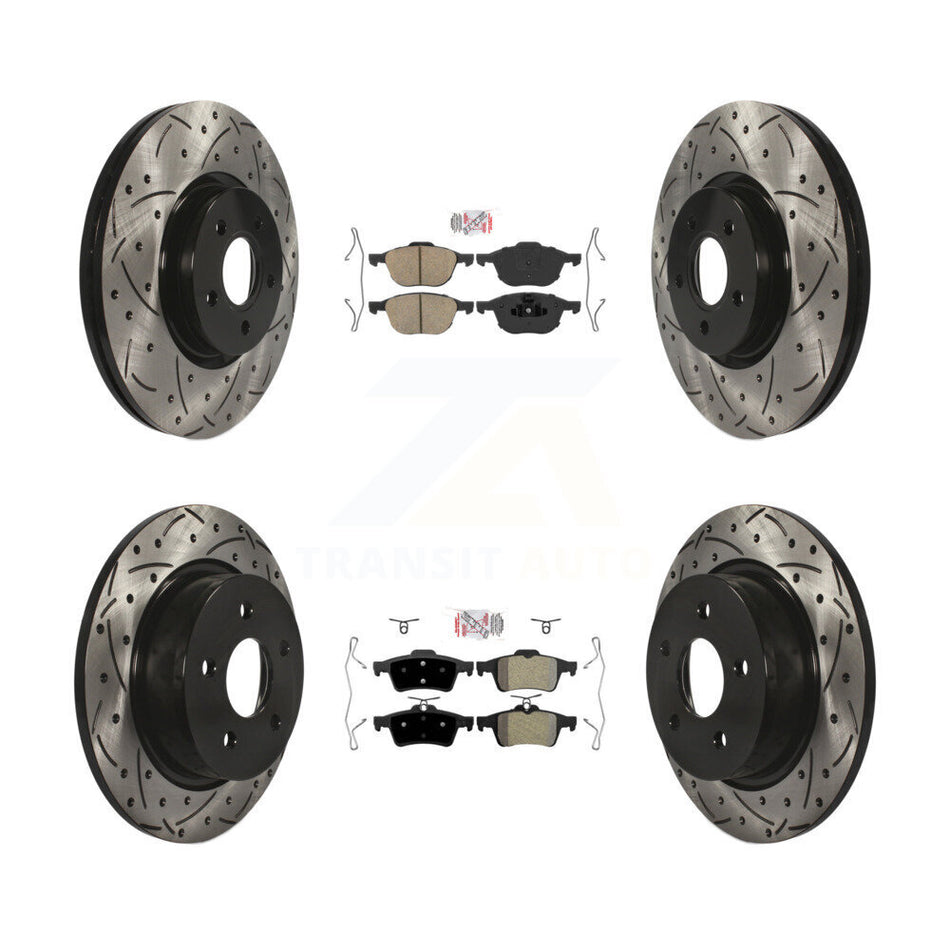 Front Ceramic Rear Semi-Metallic Pad Drill Slot Brake Rotors Kit For Ford Transit Connect KDA-100948