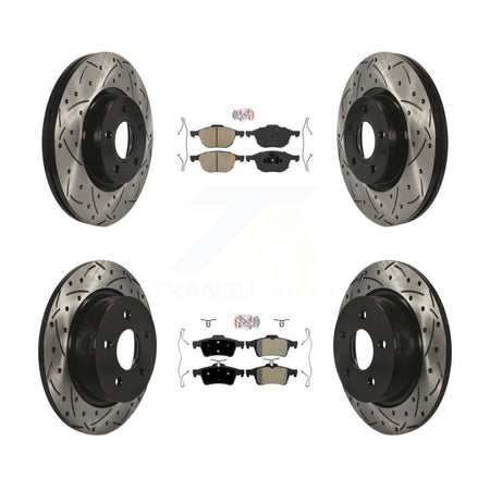 Front Ceramic Rear Semi-Metallic Pad & Drilled Slot Brake Rotor Kit For Ford Escape C-Max KDA-100949