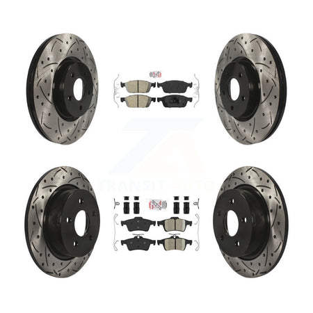 Front Rear Ceramic Pad Drilled Slot Disc Brake Rotors Kit For Ford Escape Transit Connect KDA-100950