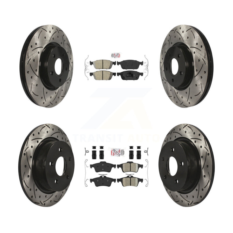 Front Rear Ceramic Pad Drilled Slot Disc Brake Rotors Kit For Ford Escape Transit Connect KDA-100950