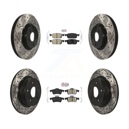 Front Rear Ceramic Pad Drilled Slot Disc Brake Rotors Kit For Ford Escape Transit Connect KDA-100951