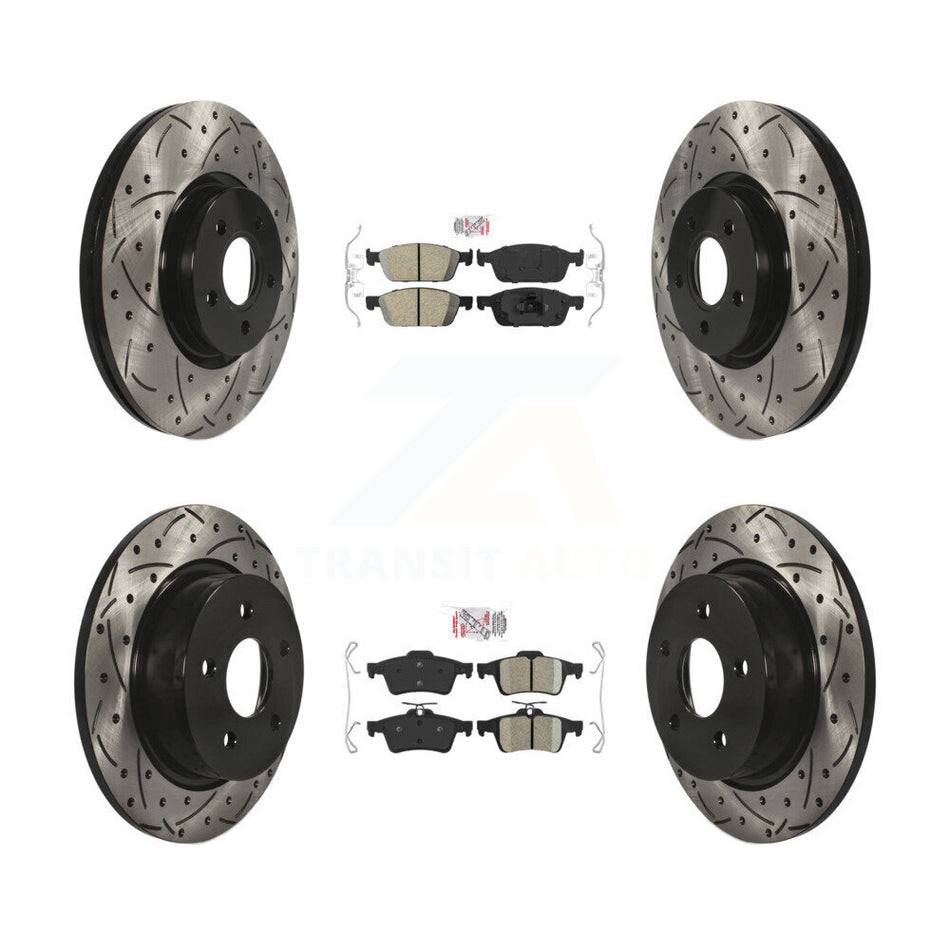Front Rear Ceramic Pad Drilled Slot Disc Brake Rotors Kit For Ford Escape Transit Connect KDA-100951