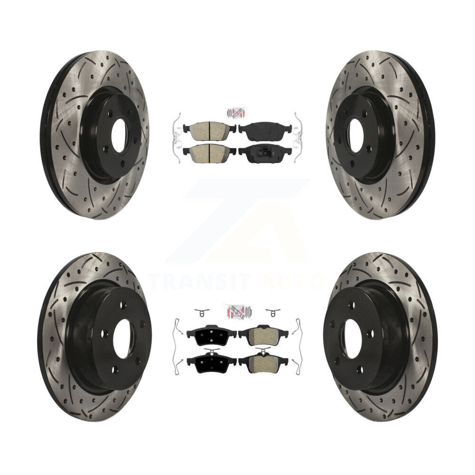 Front Ceramic Rear Semi-Metallic Pad Drilled Slot Brake Rotor Kit For Ford Escape Transit KDA-100952