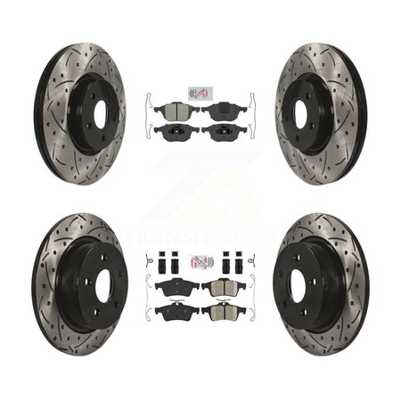 Front Semi-Metallic Rear Ceramic Pad Drill Slot Brake Rotors Kit For Ford Transit Connect KDA-100953