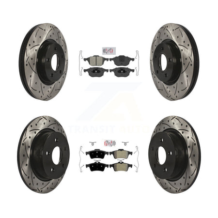 Front Rear Semi-Metallic Pad Coated Drill Slot Disc Brake Rotor Kit For Ford Escape C-Max KDA-100958