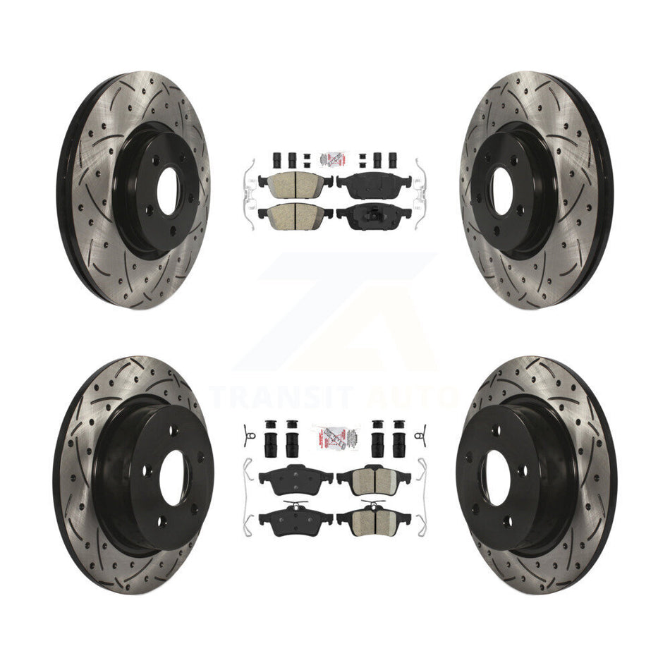 Front Rear Ceramic Pad Drilled Slot Disc Brake Rotors Kit For Ford Escape Transit Connect KDA-100959