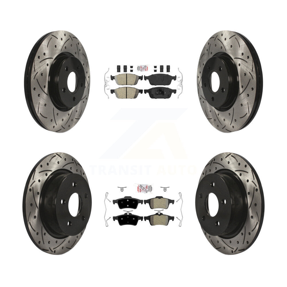 Front Ceramic Rear Semi-Metallic Pad Drilled Slot Brake Rotor Kit For Ford Escape Transit KDA-100961