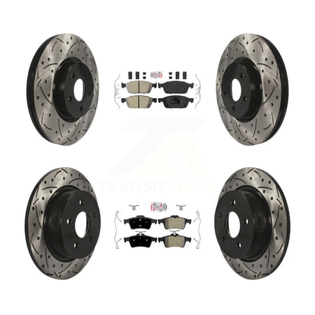 Front Ceramic Rear Semi-Metallic Pad Drilled Slot Brake Rotor Kit For Ford Escape Transit KDA-100961